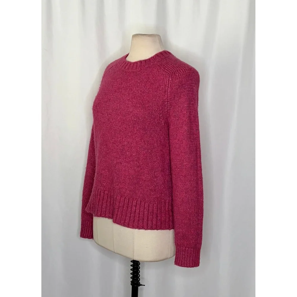 J. CREW Alpaca Blend Crewneck Sweater Pink‎ Merino Wool Heathered Fuchsia Medium